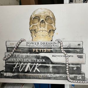 Z Gallerie Pearls And Punk Canvas Wall Art (40” x 30”)